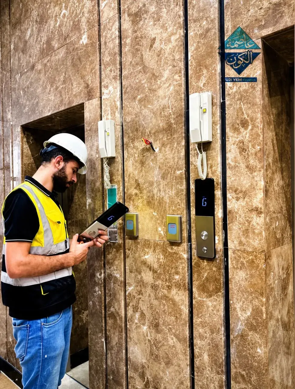 فحص مؤشرات الأدوار وأزرار الطلب — عاصمة الكون للمصاعد